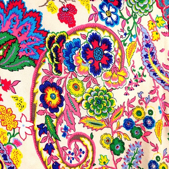 Glam Off the Shoulder Neon Paisley Blouse Size Small - Picture 3 of 6